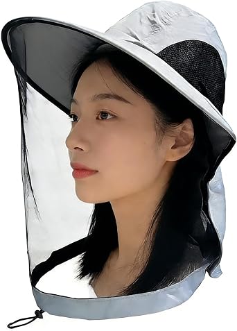 Mosquito Head Net Sun Hat for Men Women, UPF 50+ Sun Protection Hat with Full Face Mesh Veil, Breathable Fishing Hat