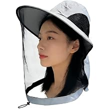 Mosquito Head Net Sun Hat for Men Women, UPF 50+ Sun Protection Hat with Full Face Mesh Veil, Breathable Fishing Hat