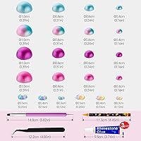 Vista 4 de 60g de perlas de sirena y diamantes de imitación para manualidades, tamaño mixto de 3mm-10mm, color AB, perlas redondas mitad planas, cuentas