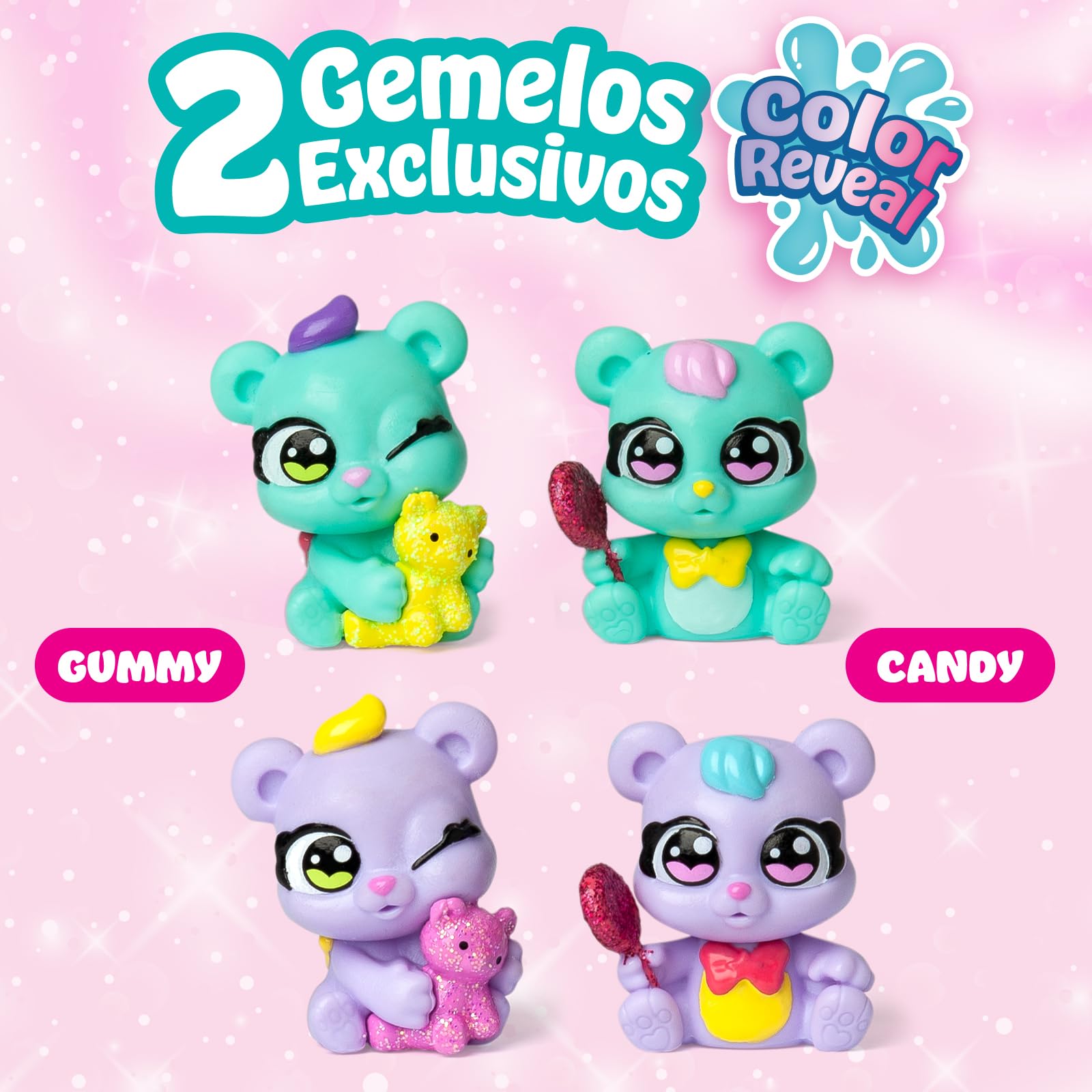 Cherry Pets – Smoothie Fun Park Bear Twins. Casita con Parque de Atracciones en Forma de Smoothie: Incluye 1 Smoothie, 2 Figuras exclusivas “Color Reveal” y 3 Accesorios - 4