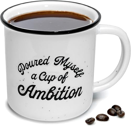 MAINEVENT Taza de café de cerámica con texto en inglés Pour Myself a Cup of Ambition de 11 onzas, regalo para mujeres