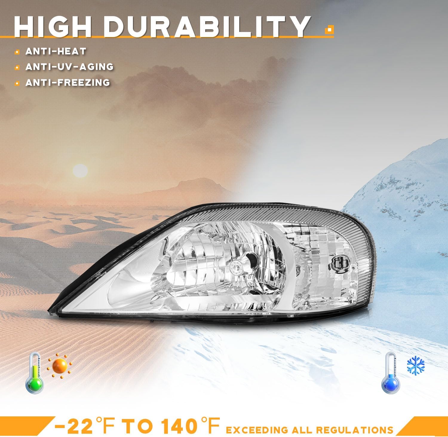 WEELMOTO Headlights Compatible with 2000-2005 Mercury Sable, Headlight assembly For 00 2001 2002 2003 2004 05 Sable, Headlamp Replacement with Chrome Housing Driver&Passenger Side