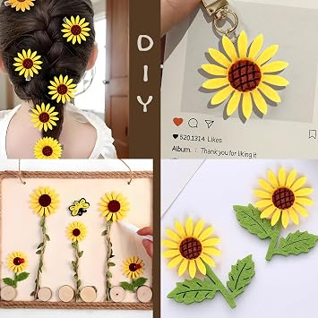 KESTAR 50pcs Felt Sunflower Applique Patches for Scrapbooking DIY Craft Making Clothes Sewing Handcraft Decoration, 4CM