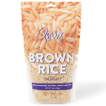 Pereg Brown Basmati Rice (16 Oz/Bag x 6 pack) - Naturally Aged Aromatic Grain - Vegan, Non-GMO, Gluten-Free - Recipes Like Green Coriander Rice, Mushroom Brown Rice - Resealable Packaging