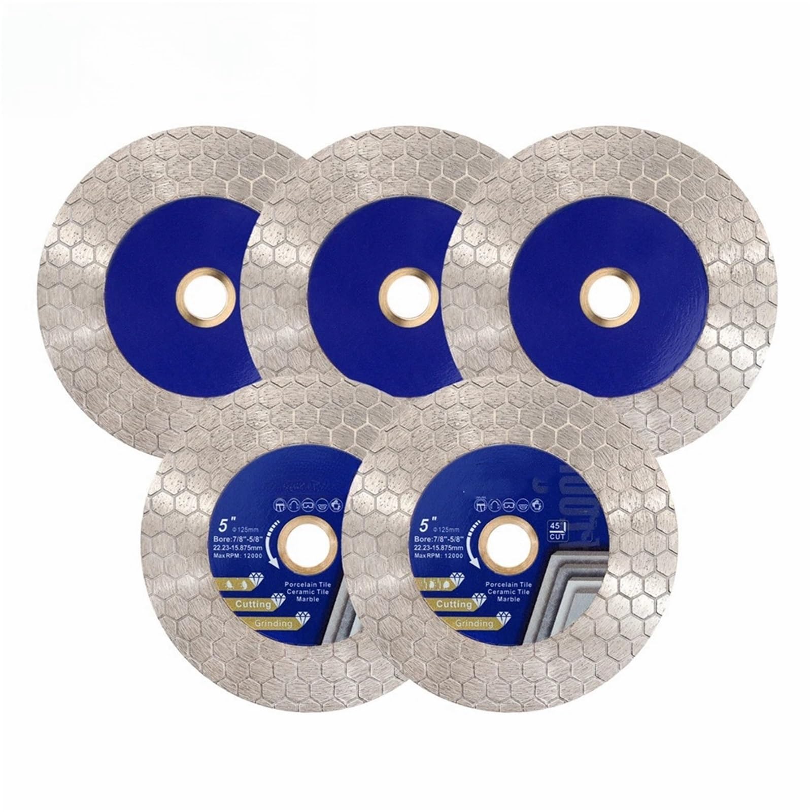 5 szt./zestaw 125 mm diamentowa tarcza tnąca dwustronna do cięcia granitu, płytek ceramicznych, sześciokątna, 5-calowa tarcza tnąca, płyta szlifierska