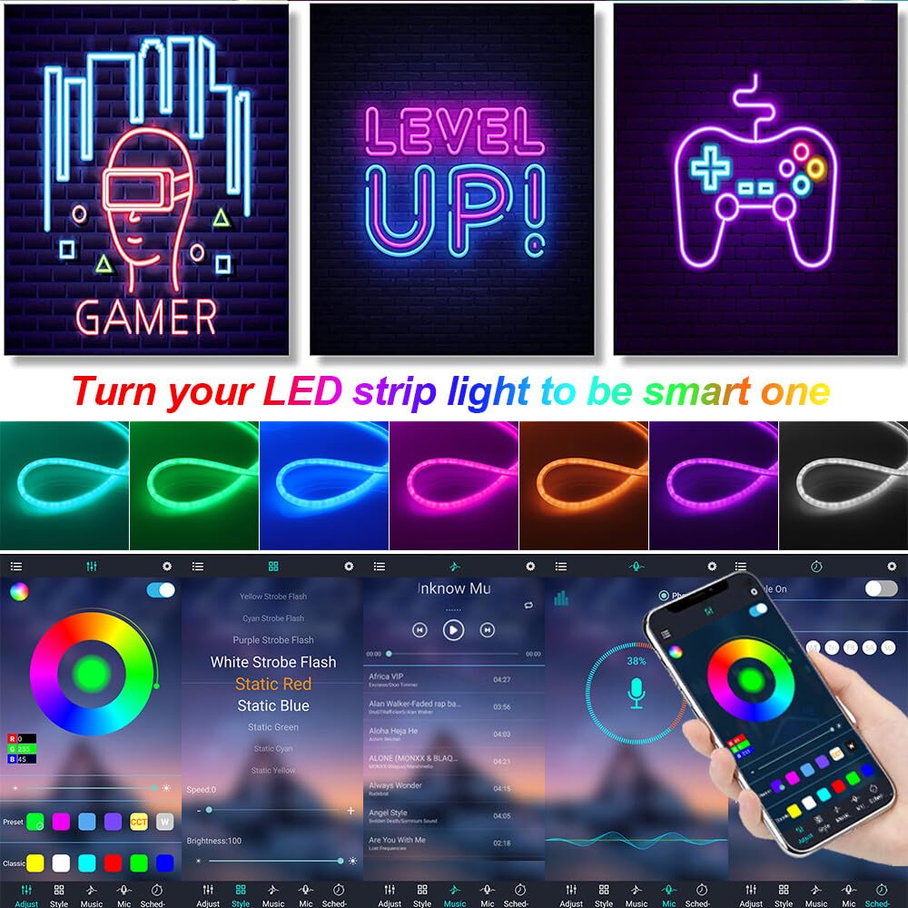 24V RGB Neon LED Streifen, Wifi Wireless Smart Phone Gesteuert, WS2811 Adressierbare Wasserdicht Diffusion Silikon Neon Flex LED Schlauch, Kompatibel mit Alexa Google Assistant (10M)