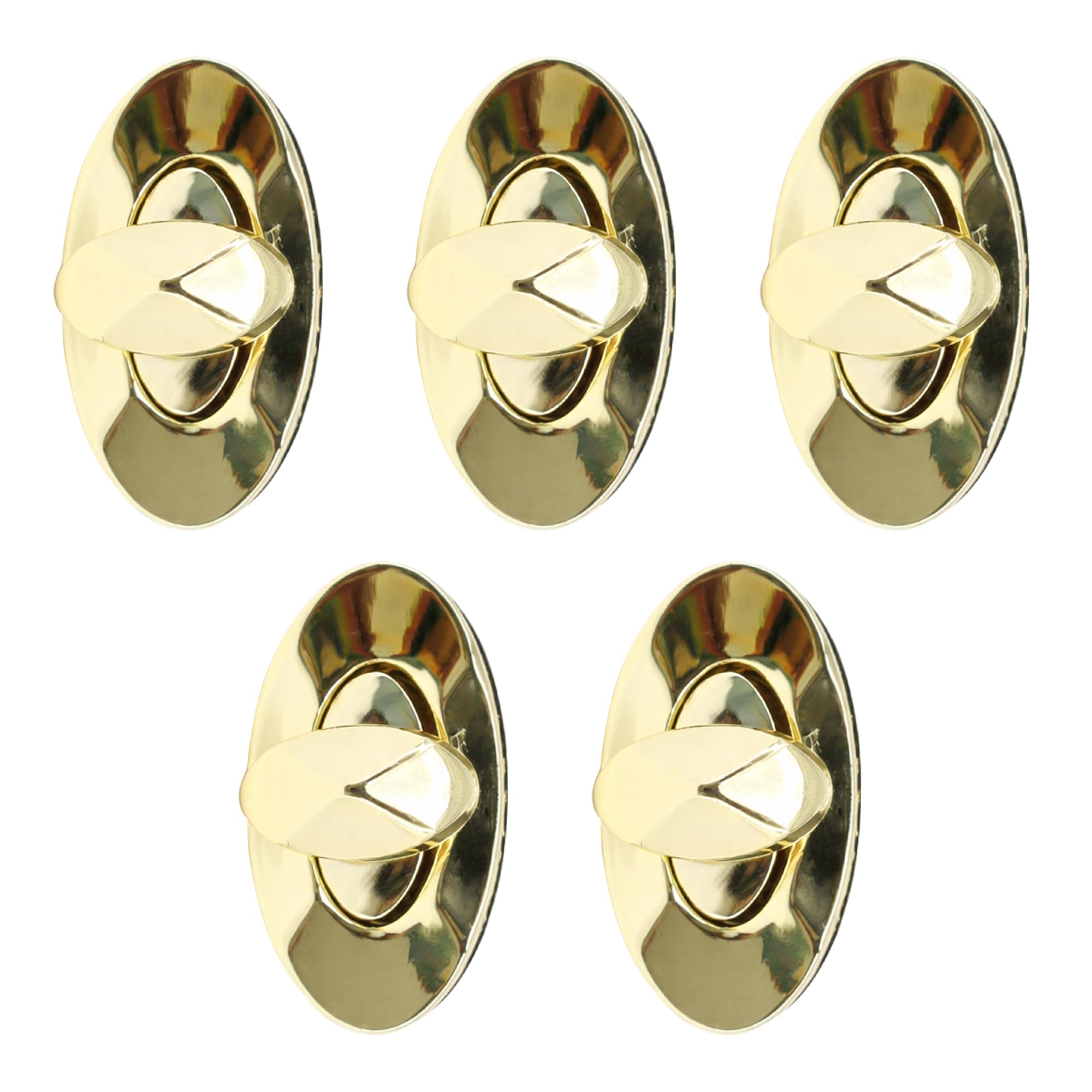 Trimming Shop Twist Turn Lock Oval Bag Closure, Gold, 21mm x 37mm, 5pcs