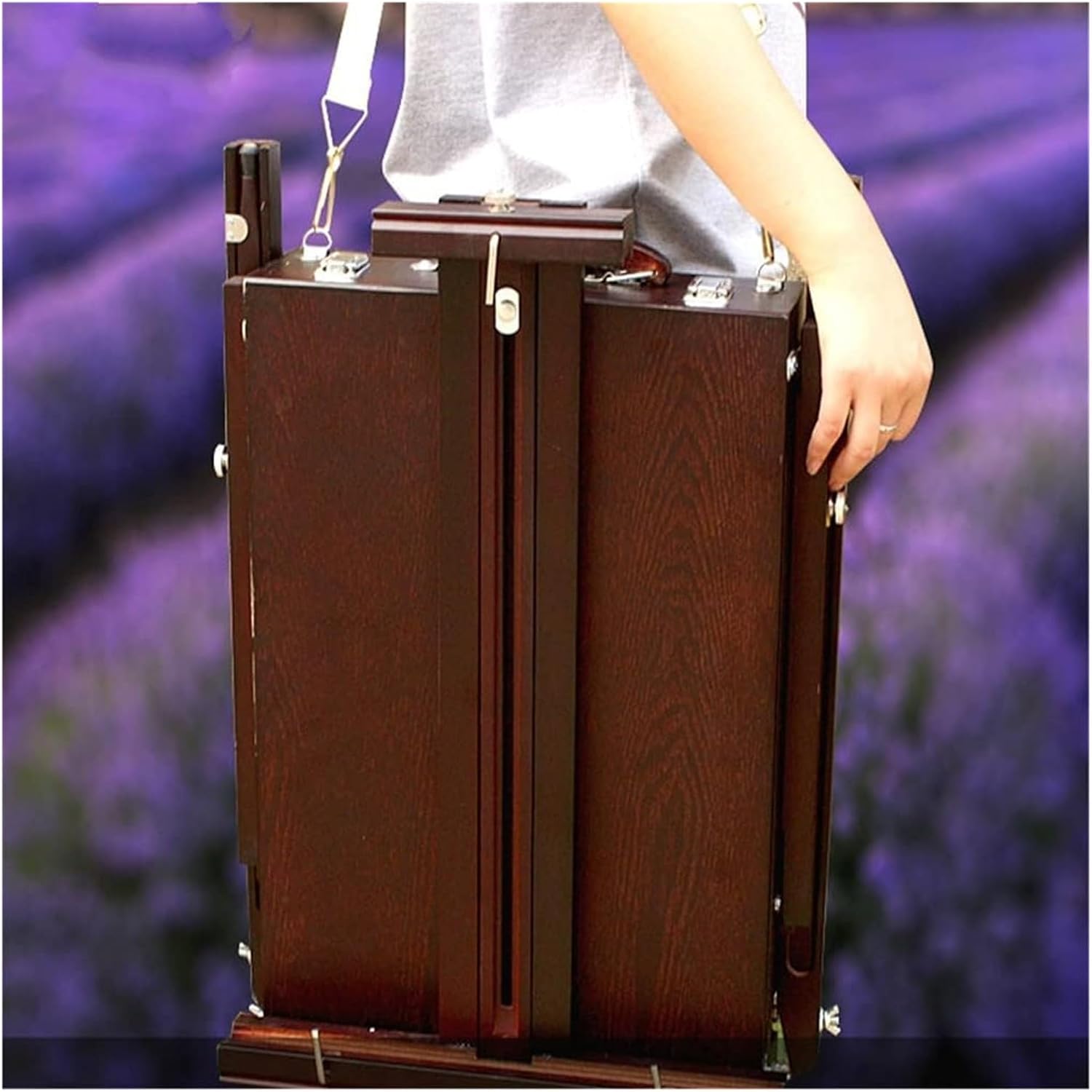 French Easel Tabletop Easel Storage Box Foldable Portable Wood Artist Desktop Storag Case with Storage Compartments Store Paint Markers Sketch Pad