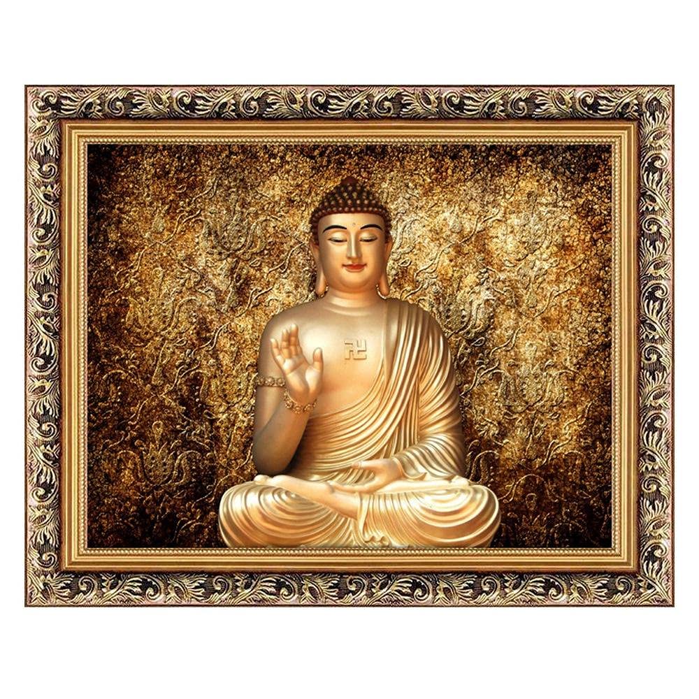 Diamentowe malarstwo artystyczne rzemiosło dla dorosłych dzieci 5D DIY Budda postać religijna haft krzyżykowy pełne wiertło kryształ haft według numerów zestawy do dekoracji ścian domu, wiertło kwadratowe, 90 x 120 cm
