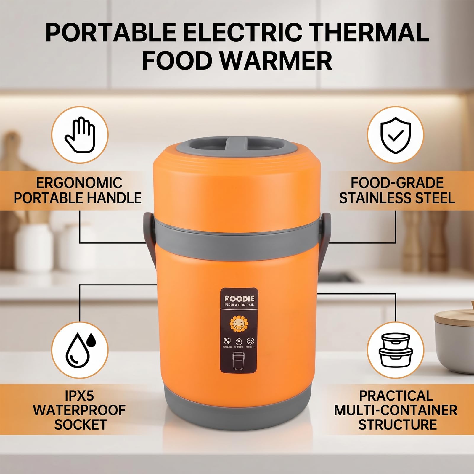 Hot Pot Electric mit Dampfer, 2L -Ramenkocher, Elektro -Topf für Pasta, Shabu Shabu, Haferflocken, Suppe und Ei, Tragbarer Kocher, Grundnahrungsraum -Essentials, Tragbarer (ORANGE)