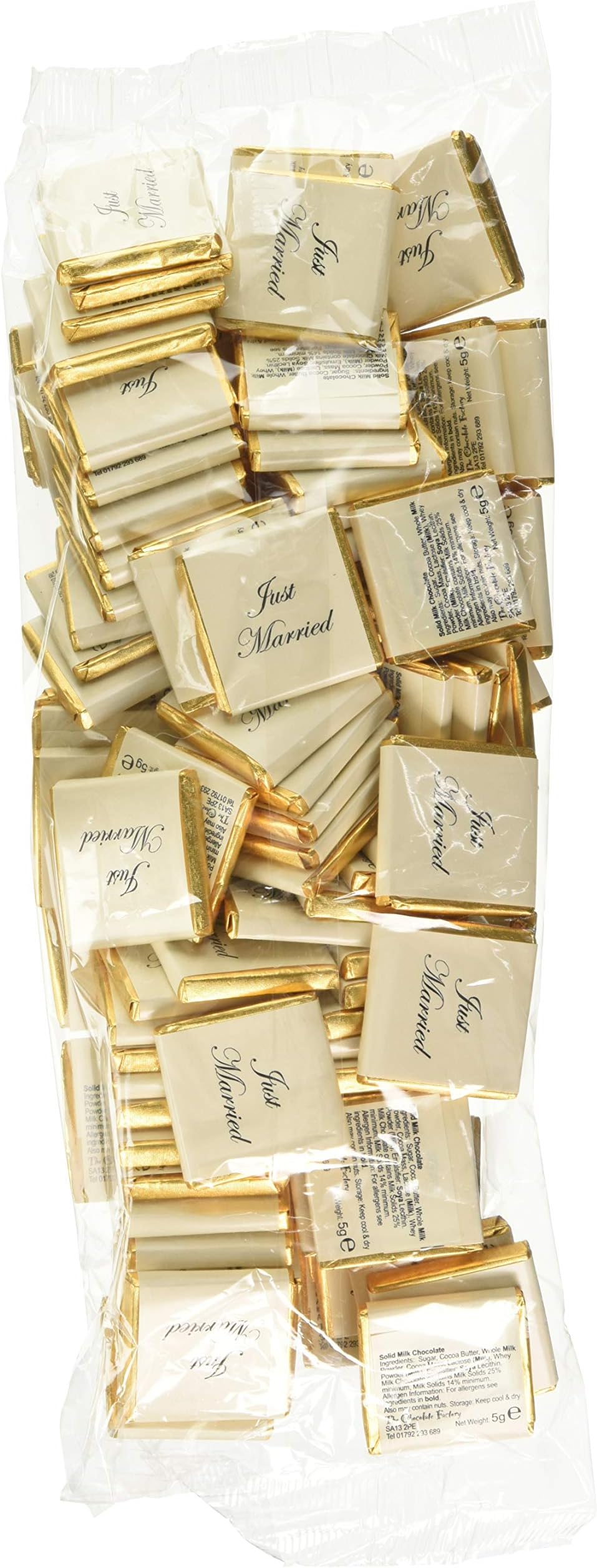 Chocolate Factory "Just Married" Milk Neapolitans Piece, Gold Foil/Cream Band 500 g, M12880