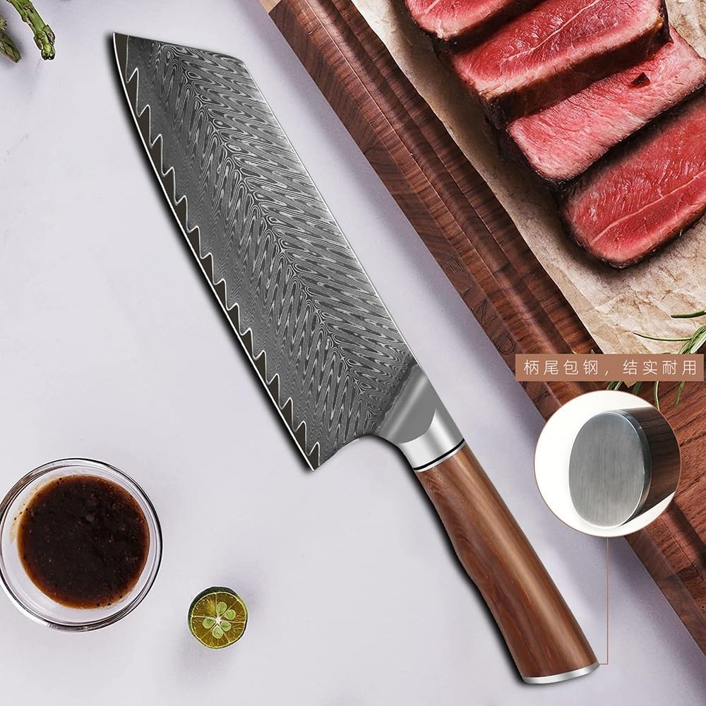 Meat Cleaver,Cleaver Knife 7.5 Inch Nakiri Knife 9Cr18MoV 67 Layers Damascus Steel Blade Sharp Chefs Cleaver Slicing Japanese Kitchen Knives Wood Handle