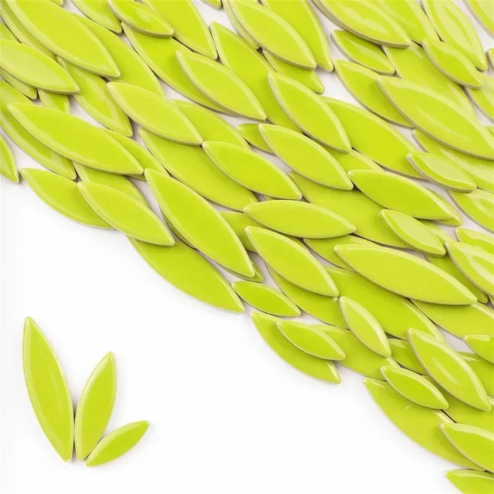 Meytxoa Bright Green Mosaic Tiles 510G/18Oz Ceramic Leaves Mosaic Tiles Diy Porcelain Willow Leaf-Shape Tile 3 Sizes Mix 4Mm/0.15In Thickness Petal