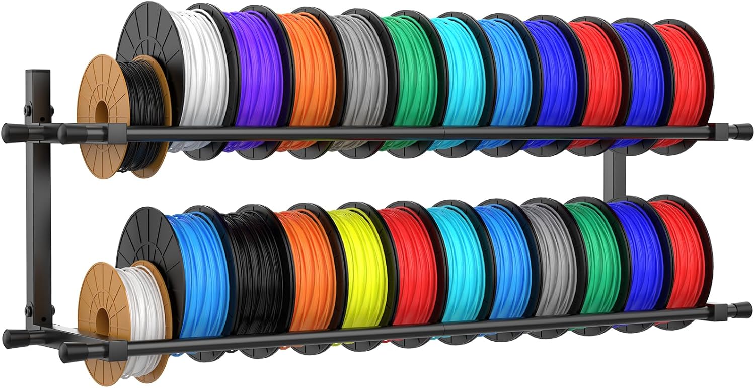 3D Printer Filament Storage Rack Wall Mount, Foldable Heavy Duty Metal Shelving with Adjustable Hole Spacing for TPU/ABS/Nylon Filament Rack, 3D Printer Accessories for Studios, Garages, Workshops