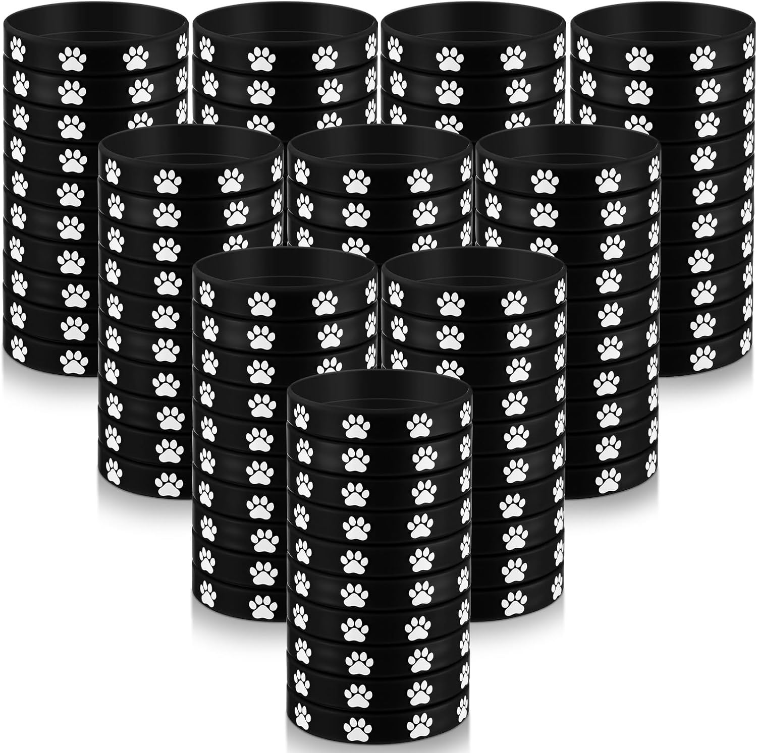 Soulchen 100 Pcs Paw Print Silicone Bracelets Dog Paw Print Rubber Wristbands for Birthday Puppy Animal Decorations Goodie Bag Party Favor Stuffers Silicone Bracelets