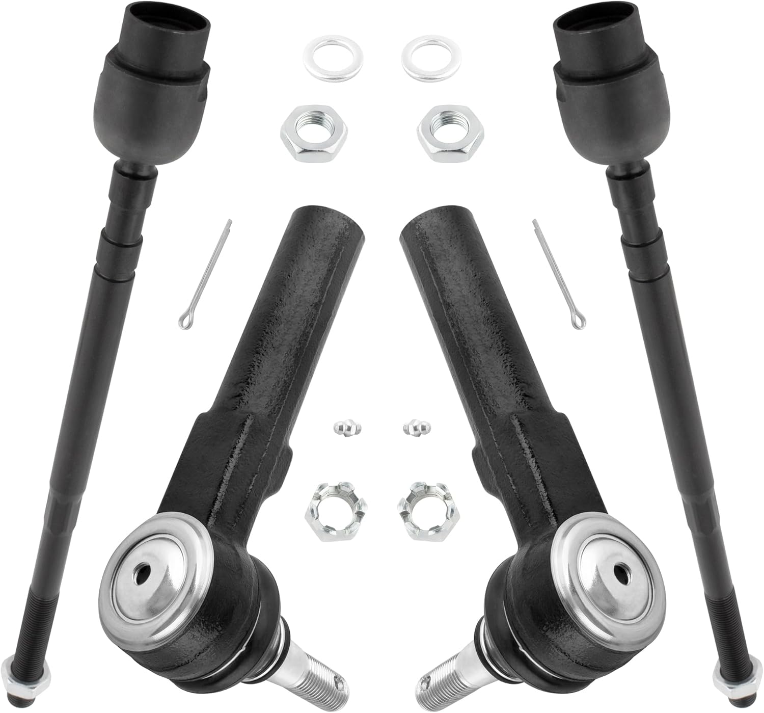 4Pcs Steering Tie Rod Ends Fit for Buick Allure Century LaCrosse Regal, for Chevrolet Impala Limited, for Oldsmobile Intrigue, for Pontiac Grand Prix, EV195 ES3459 Inner and Outer Tie Rods Set