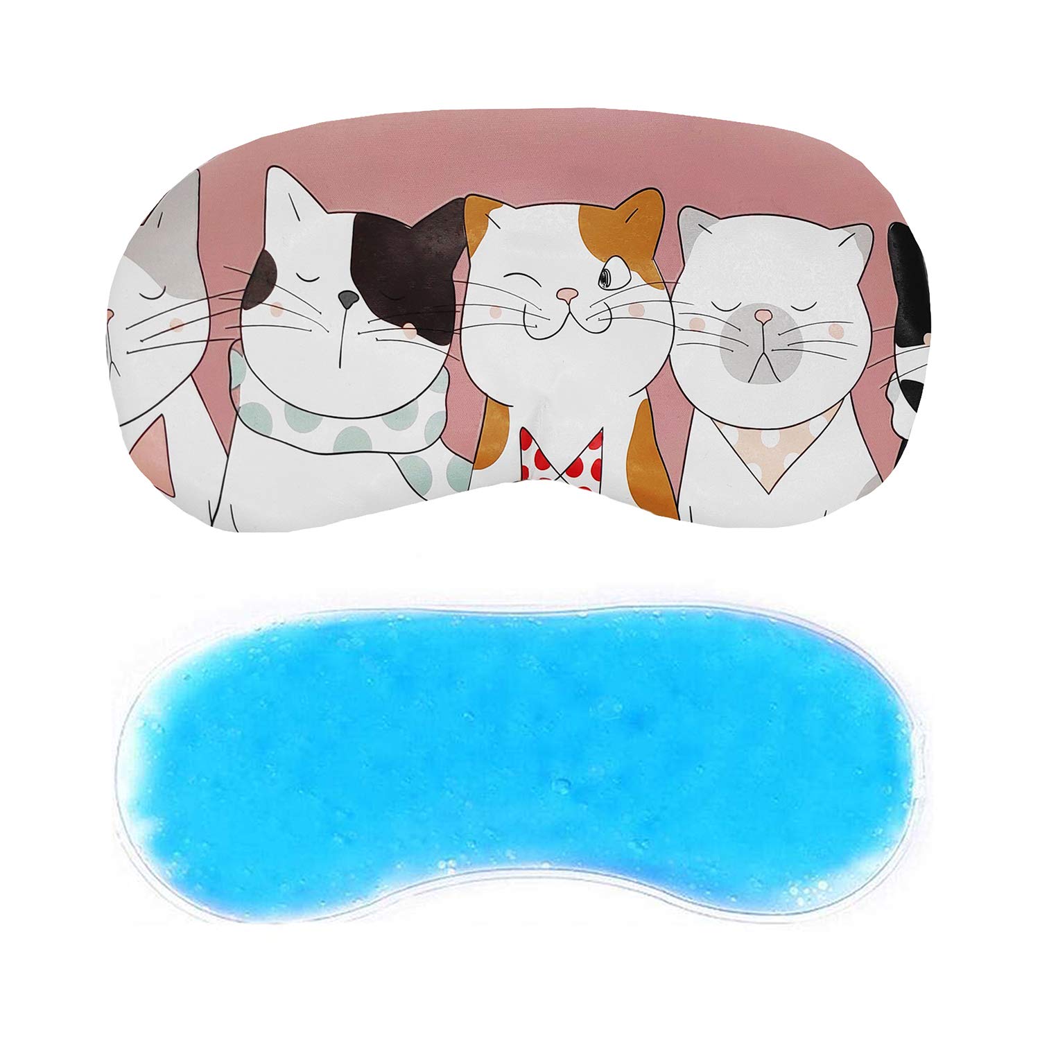 Jenna Polyester Cute Gel Sleeping Eye Shade Mask Cover For Insomnia, Meditation, Puffy Eyes And Dark Circles 5 Kitty Pink