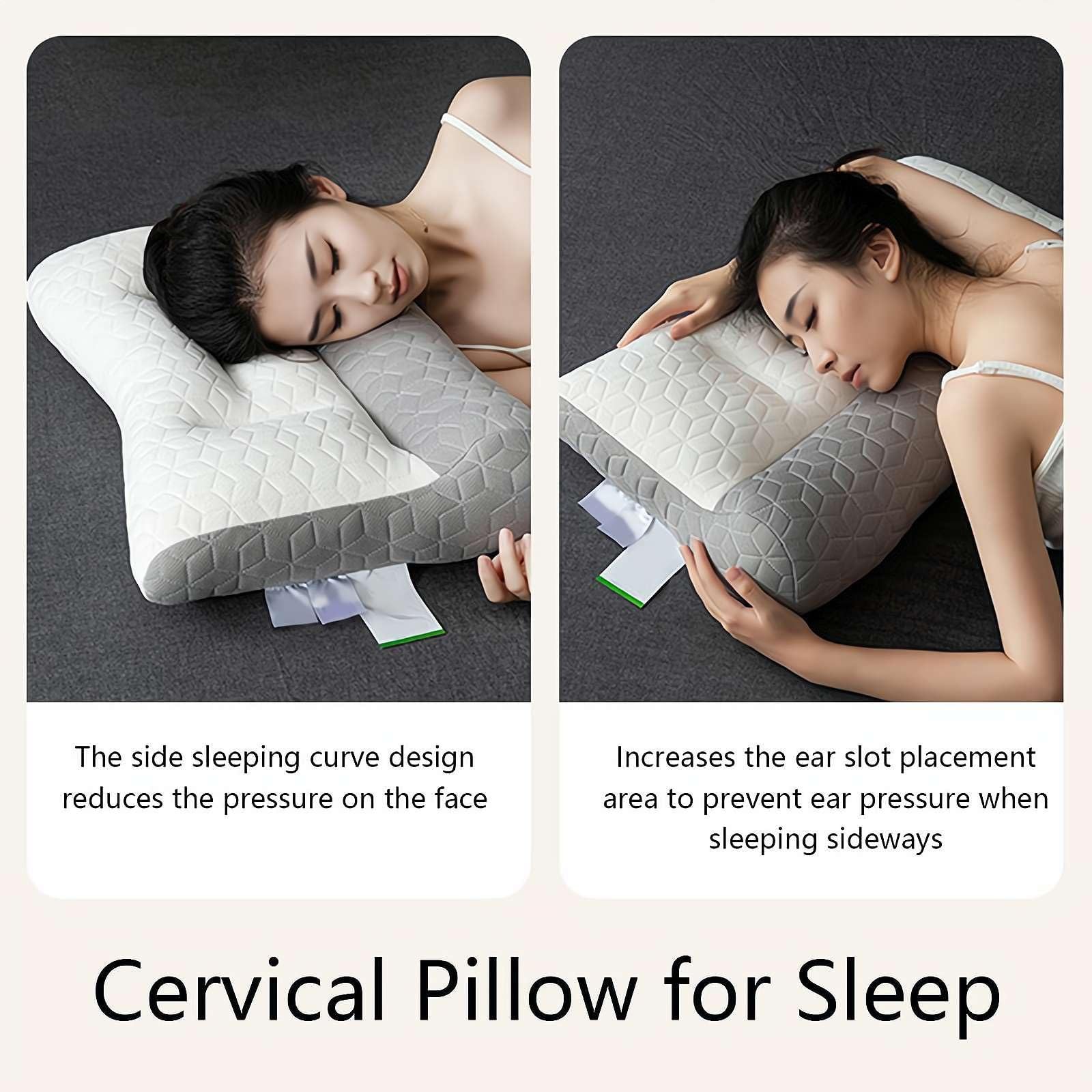 Almohadas, Almohada ortopédica for la apnea del sueño for un Profundo. Soporte Cervical ergonómico for una Mejor Calidad(Blanc,2pcs)
