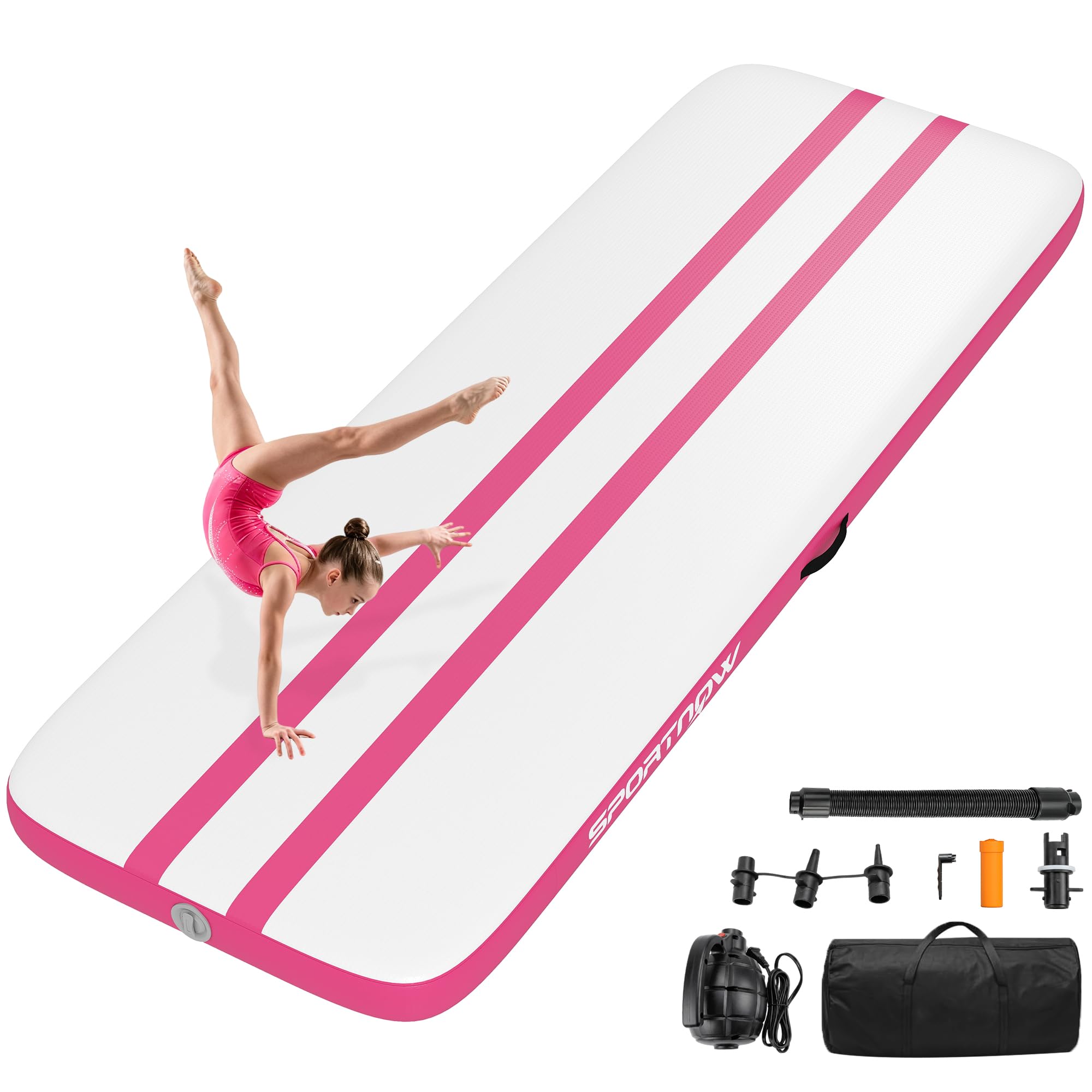SPORTNOW Tappetino Gonfiabile per Ginnastica, Tappeto Ginnastica Artistica 10cm Spessore con Pompa Elettrica, Borsa Trasporto, Kit Riparazione per Casa Yoga Pilates Fitness Cheerleading Palestra