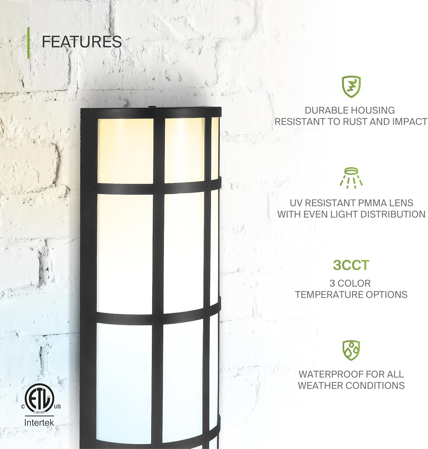 ASD 36 Inch LED Outdoor Sconce Lights - 30W 120-277V 3000K 4000K 5000K Black Exterior Lighting Fixtures, Dimmable Exterior Lights for House, Modern Patio Wall Light Fixture ETL 2 Pack