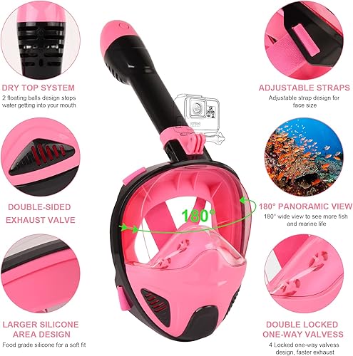 Miniatura 6 de ANSUN Máscara de esnórquel de cara completa, equipo de esnórquel para adultos con el último sistema de respiración de seguridad y sistema de parte