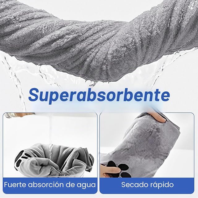 Foto 4 de 6 de QYRDBGY 3 Unidades Toalla para Perros 75 x 35 cm, Toalla Perro Secado Rapido
