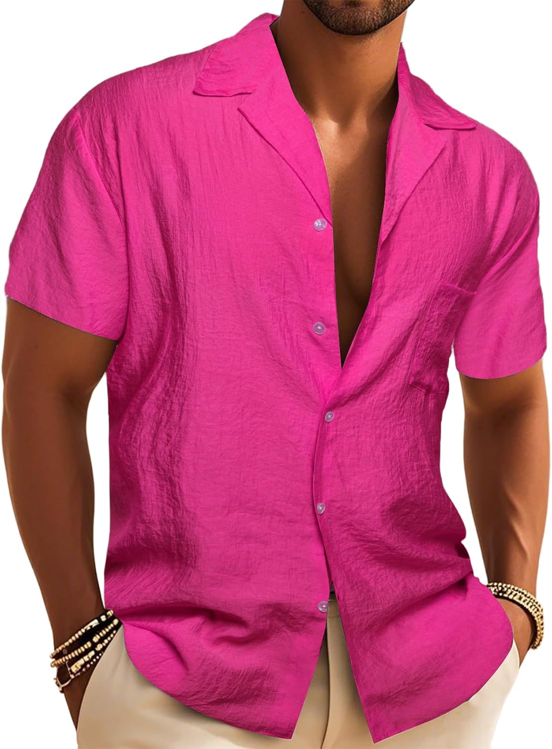 Barry.Wang Men's Short Sleeve Dress Shirts Button Down Formal Business Casual Shirt Regular Summer Work Wedding Party