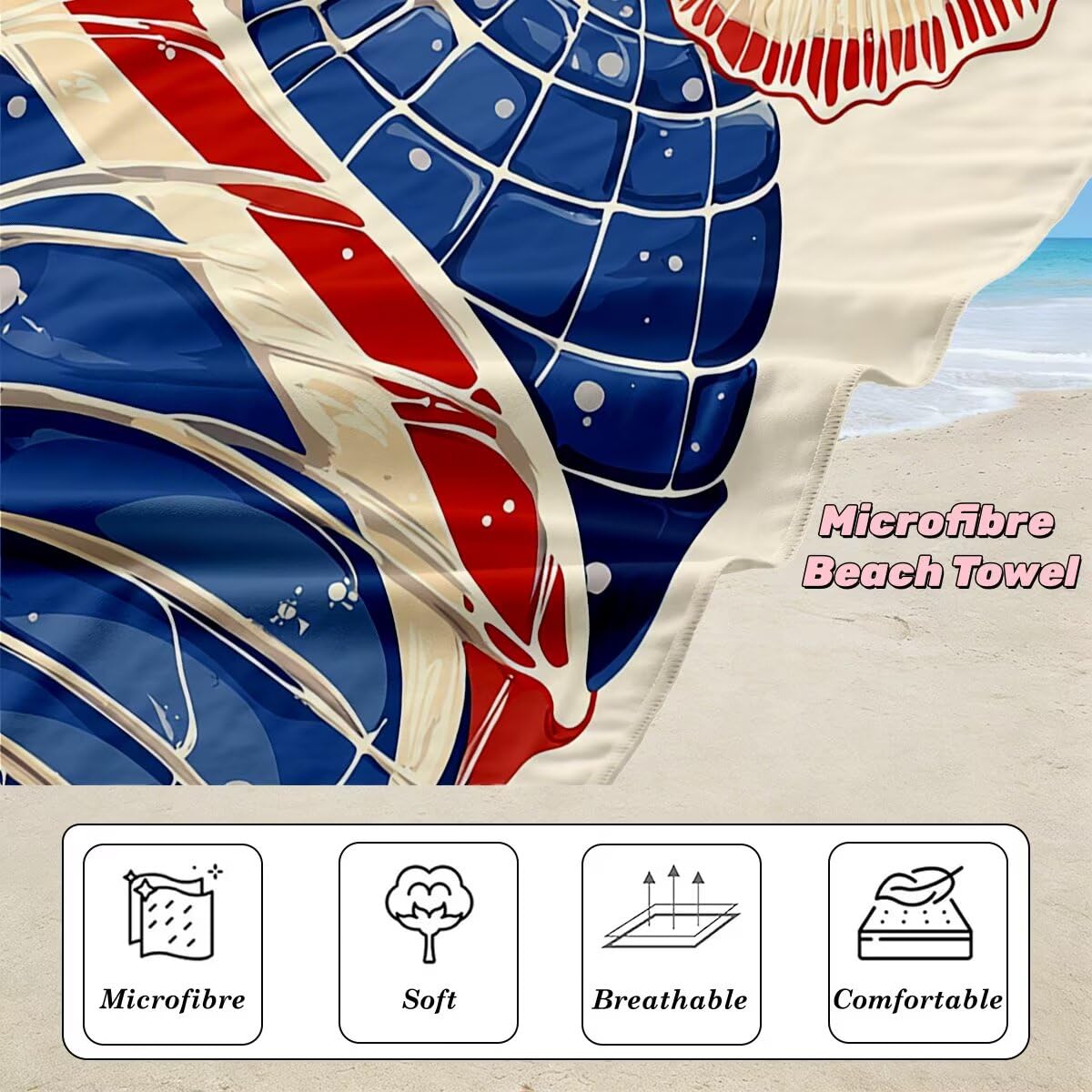 Juego de 2 Toalla Playa Grande 100x200 cm, Secado Rapido Toalla Microfibra Gimnasio, Antiarena Toallas de Playa Simple, Grande Ligera Compacta Toallas Microfibra Mujer Hombre para Viaje Piscina -5076