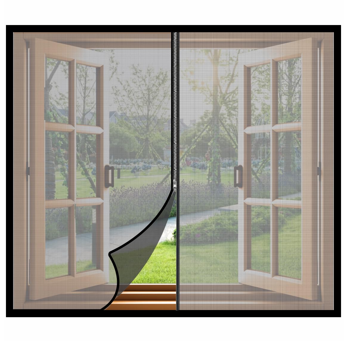 Classic Mosquito Net for Windows Customizable Fiberglass Net with Zipper | Large Size | Maximum Width Upto-150cm | Maximum Height Upto-210cm | Comes with Hook & Loop Tape for Easy Installation-image-7