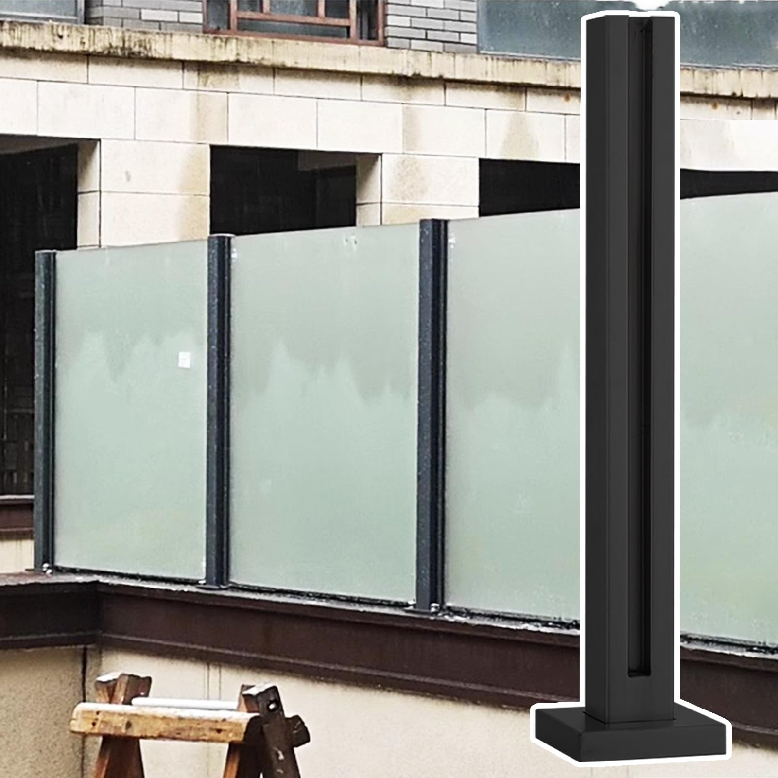 Barandilla cuadrada negra de cristal: sistema de acero inoxidable para terraza