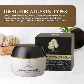 Madina Black Seed Cream 6 Pack Black Seed Oil, Natural Skin Moisturizer, Nourishing Face Cream, Antioxidant-Rich, Anti-Inflammatory Skincare, Deep Hydration, For All Skin Types, 2.82 oz Each