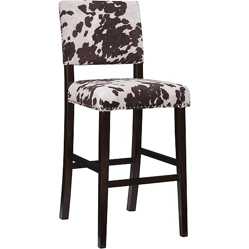 Linon Udder Madness Corey Bar Stool, 19"W x 22.5"D x 44.75"H, Brown
