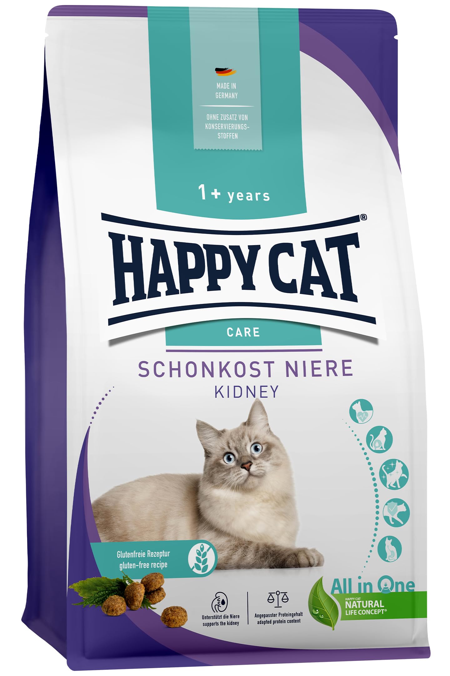 Happy Cat Care Schonkost Niere Diät-Katzenfutter, 1,3 kg