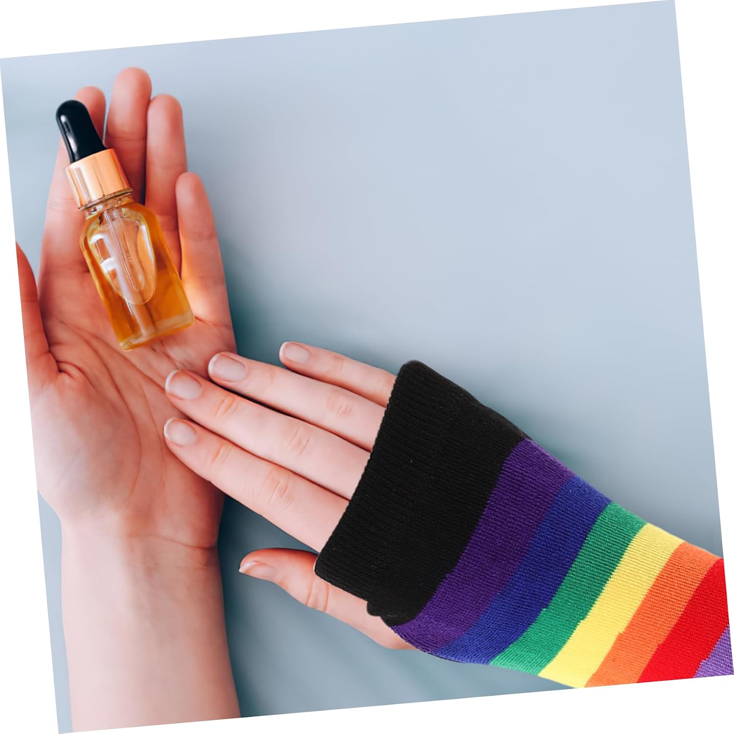 Fingerless Gloves for Women Rainbow Knitted Arm Warmers for Party Cosplay Winter