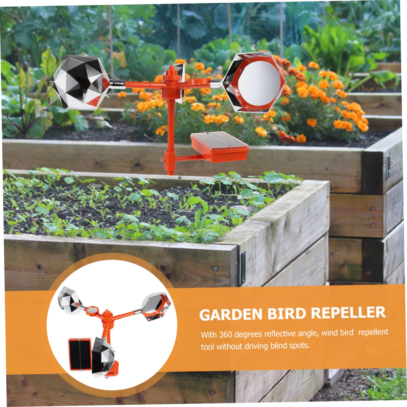 Toyvian Solarbetriebener Wasserdichter Vogelvertreiber mit Windantrieb und Sprachfunktion für Garten Obstplantage Landwirtschaft und Übertragungsmasten Langlebig und Wetterfest