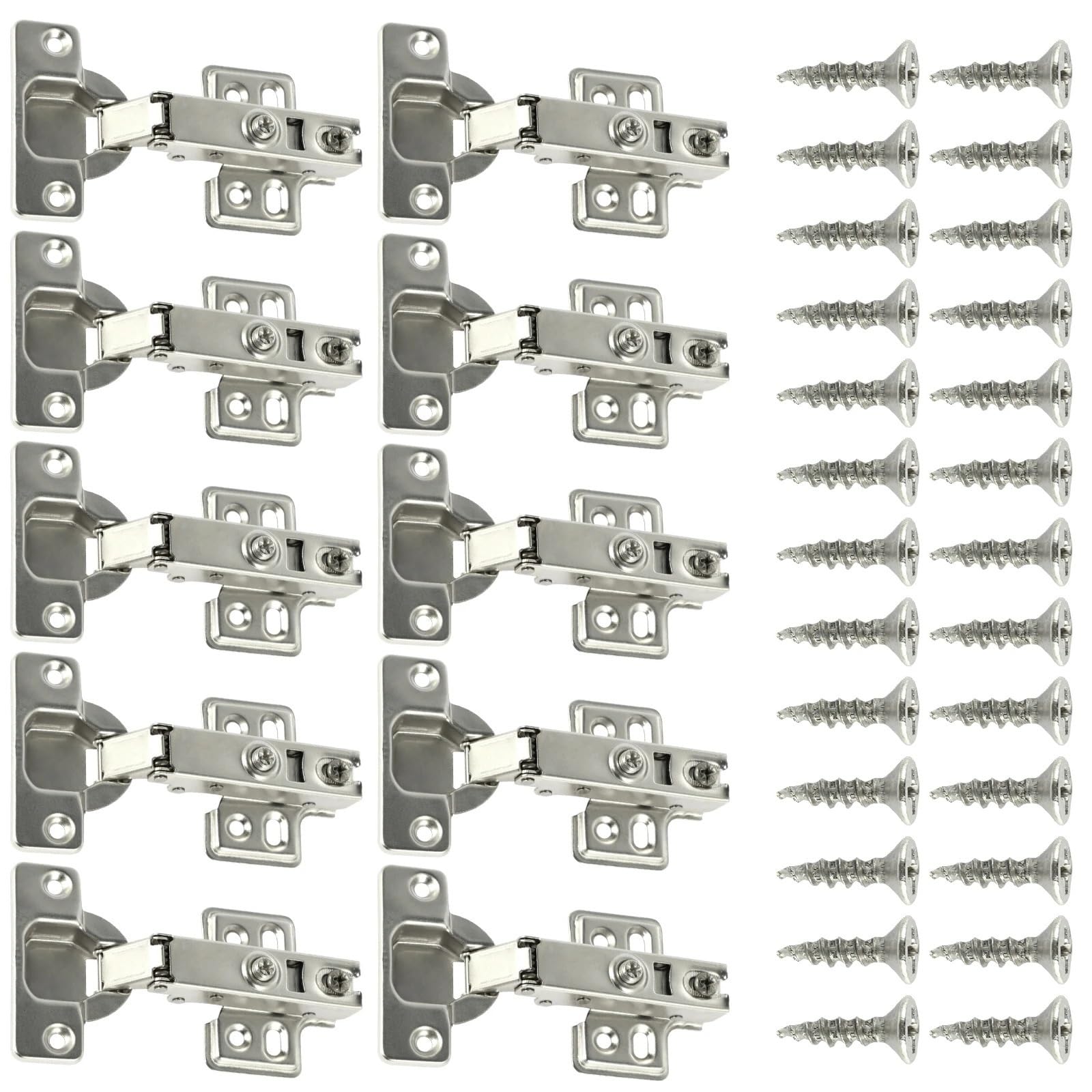 Cidegoo 10Pcs Cabinet Hinges 10/20 Pcs Hinges Cold Rolled Steel Hydraulic Cabinet Door Hinge Damper Buffer Soft Quiet Closing For All Cupboard Furniture For Cupboard Furniture(10Pcs)