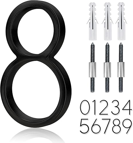 Miniatura 1 de Número flotante de 5 pulgadas para casa - acero inoxidable con revestimiento negro - diseño moderno de metal - para decoración de buzón, puerta,