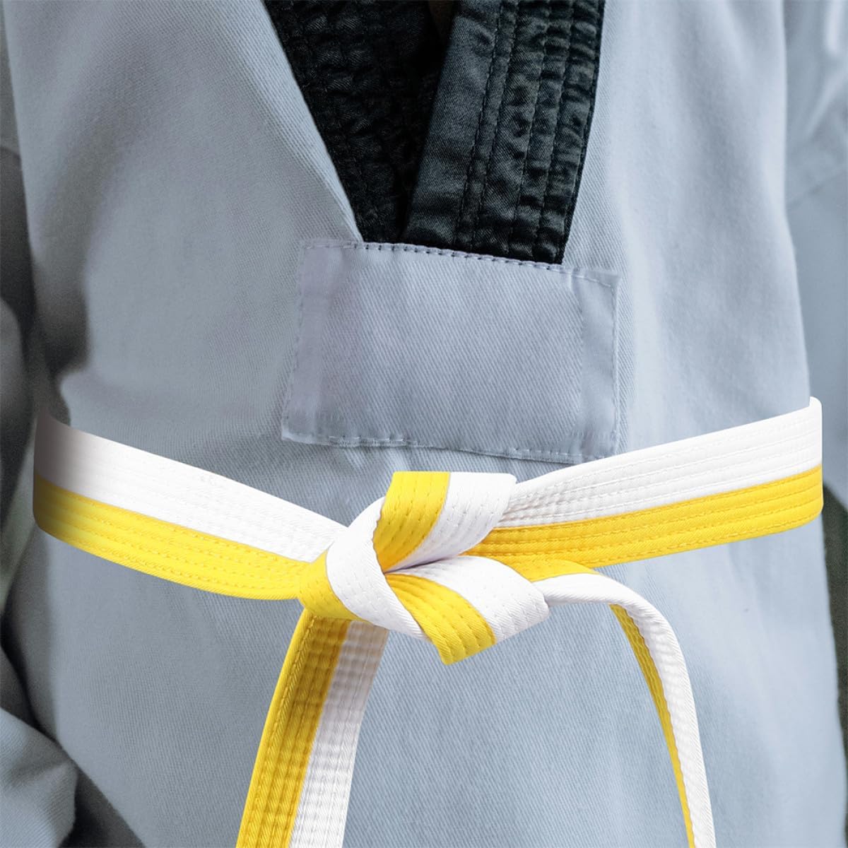 PATKAW Taekwondo Karate Belt White Yellow 2.2m Martial Arts Training Uniform Belt for Men and Youth Practicing Karate and Taekwondo Accessories