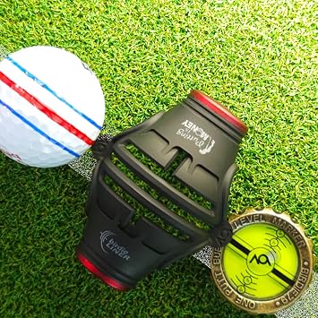 Golf Bundle - Birdie Liner Black Golf Ball Marker with Triple-Line Stencil, 3-Color Pens, Gift Box & SlopeMaster ProGreen Reader Hat Clip for Precise Green Reading 1.5M/4.9ft Range
