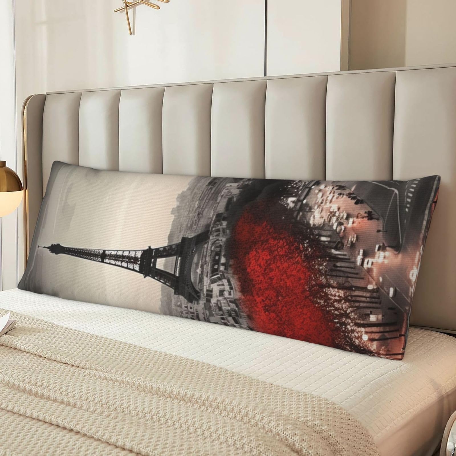 Paris Body Pillow Case Cover, Microfiber Long Pillow Cases, Ultra Soft and Cozy Plush Body Pillowcase Decorative Long Bed Pillow Cover for Sleeping 20x54 Inches