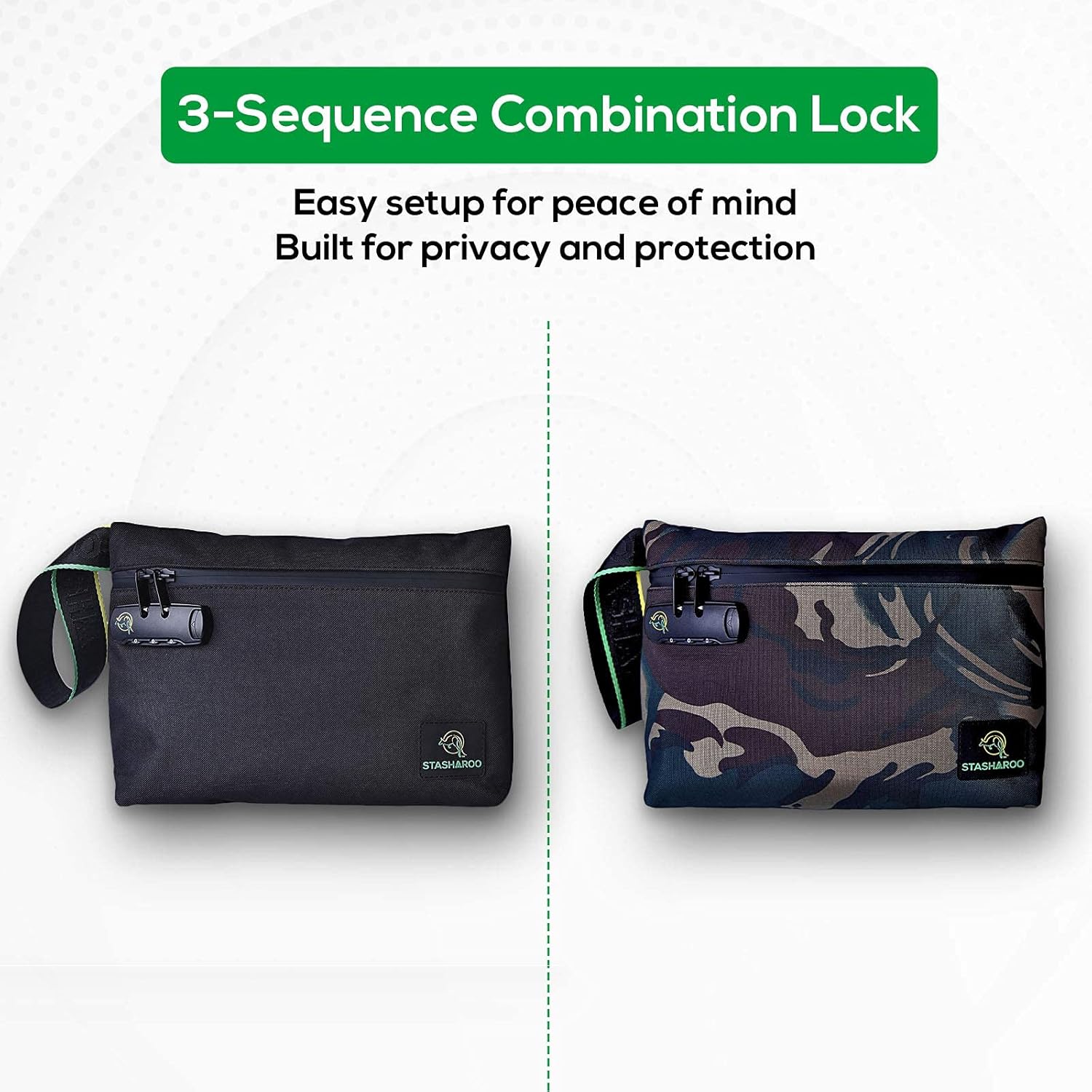 Smell Proof Bag with Combination Lock,Water Repellent Odor Proof Stash Bags with Inner Storage Pouches,Smell Proof Pouch Container Case for Smelly Herbs, Medical Accessories (DK CAMO, 12"X8.25”X3”)
