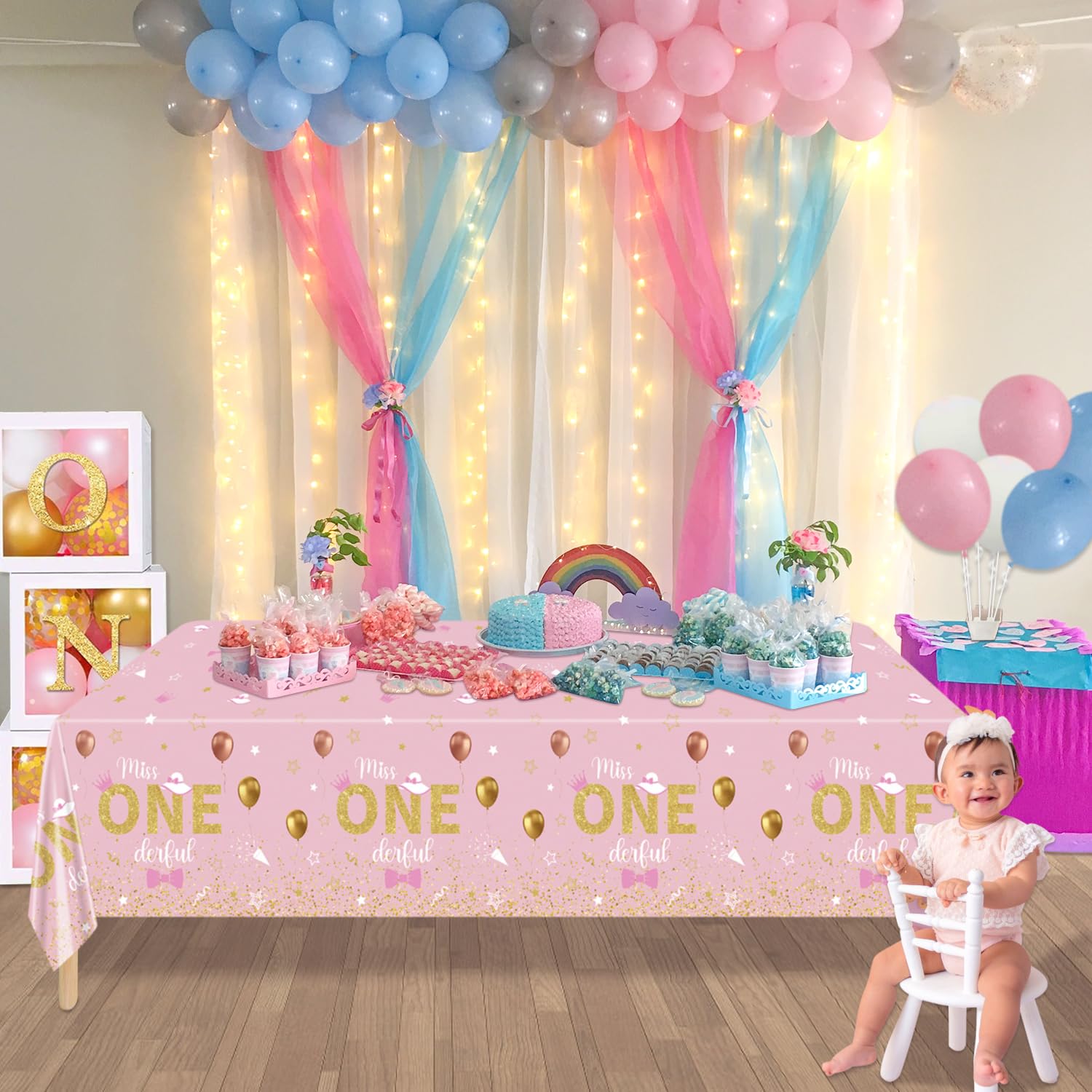 Little Miss Onederful Birthday Party Backdrop For Girl – Lofaris