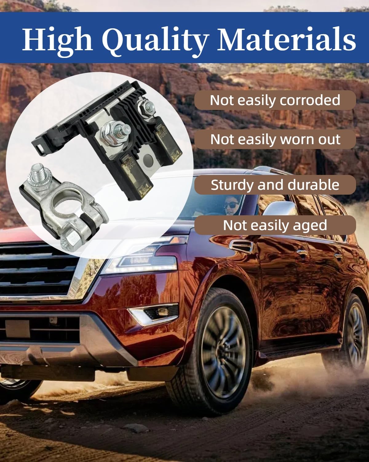 24380-89914 Fusible Fuse Link Battery Fuse with Positive Battery Terminal Fit for Armada Frontier Pathfinder Xterra QX56 QX80 - Alternator Starter Replace 2438089914