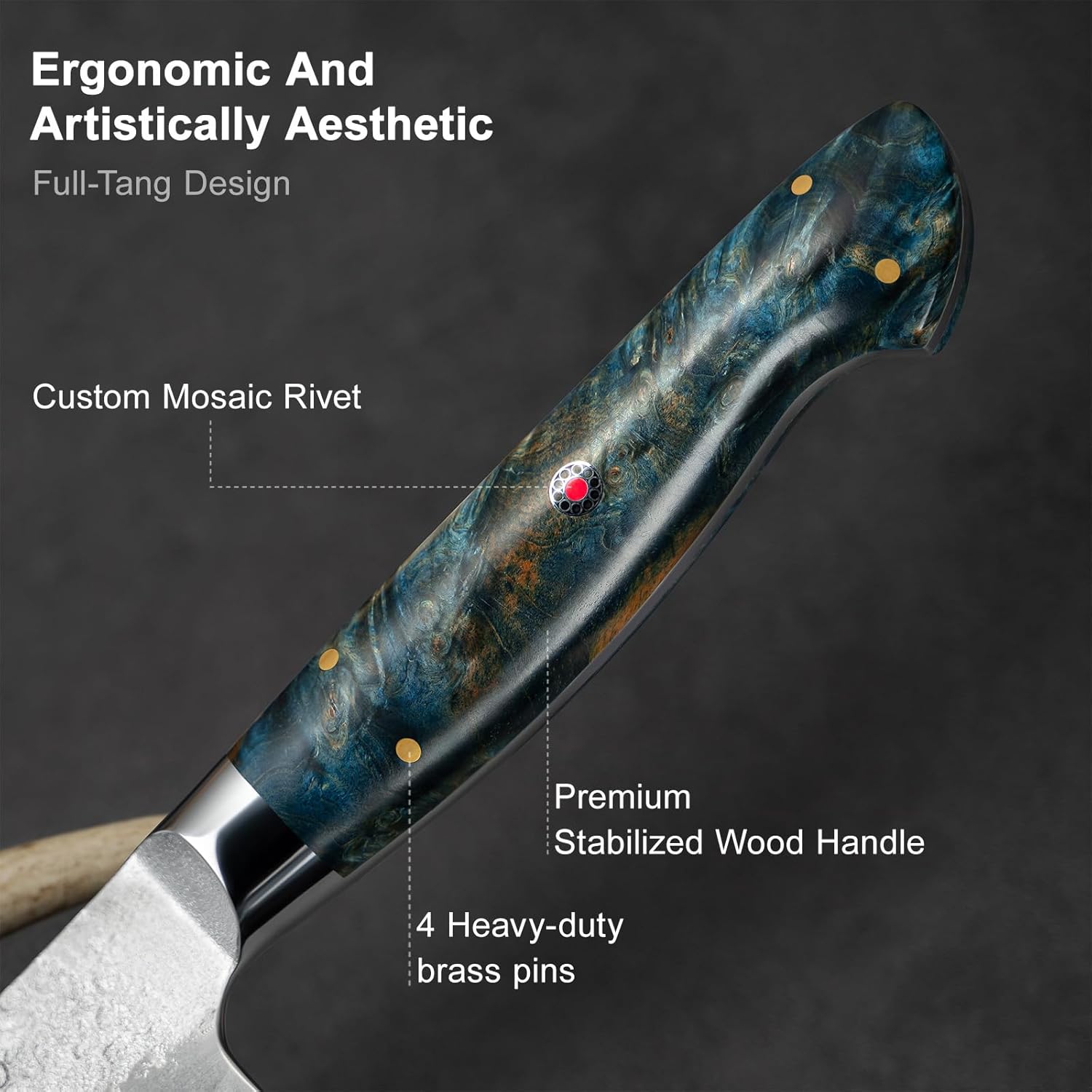 KAWAHIRO Japanese Chef Knife with SG2 Powder Steel, 8.27 inch Professional Gyuto Knife, Hand Forged Kitchen Knife with Premium Stabilized Wood Handle and Wood Gift Box