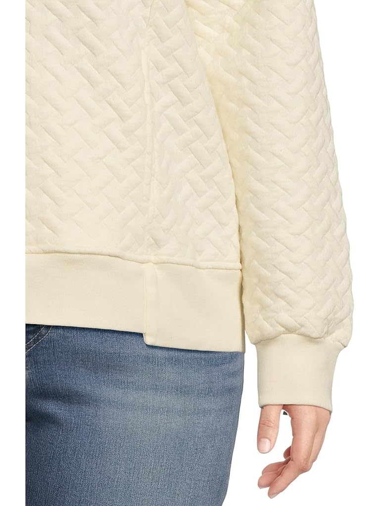 Beige Mod-o-doc Quilte, Long Sleeve Oversized Step Hem Hoodie