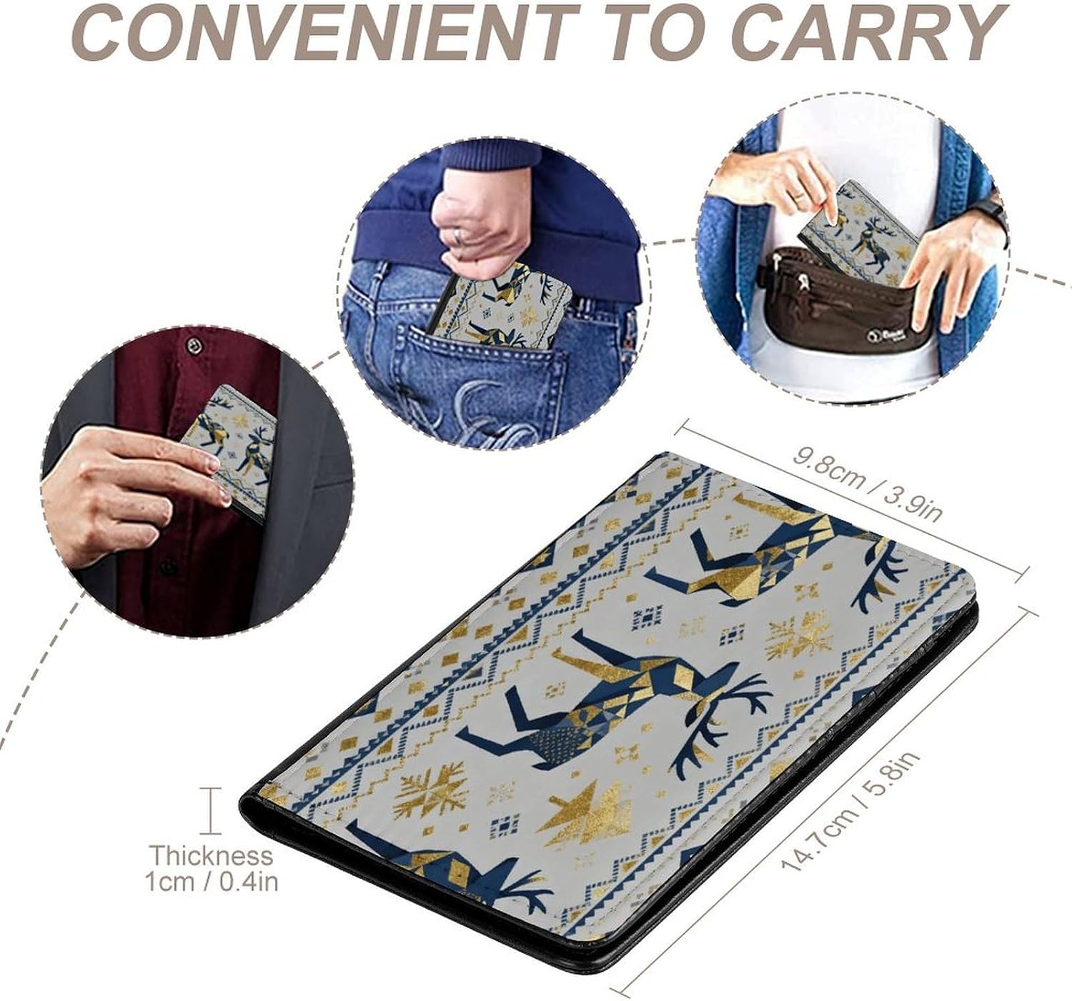 Christmas Geometric Wonderland Passport Holder Cute Portable Passports Cover Slim Identification Passport Holder PU Wallet Cover Case for Travel for Women Men Travel Cruise
