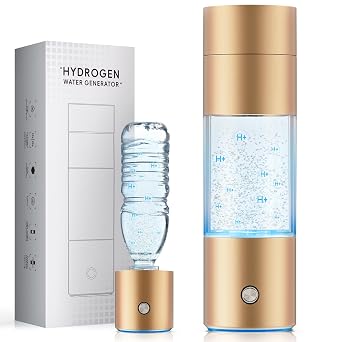 Hydrogen Water Bottle Generator,4500PPB SPE/PEM Technology -Smart Electrolysis Water Ionizer -320ML Portable Rich Hydrogen Water Machine for Health Gifts, 24-Hour Hydrogen Retention Gold