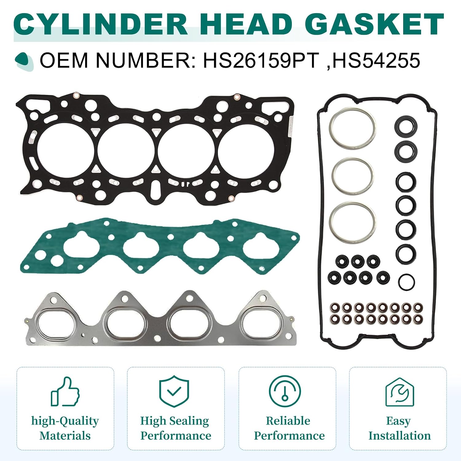 ‎YIFUOK Engine Cylinder Head Gasket Set with Head Bolt Kit for 1997-2001 Honda CR-V 2.0L 1972cc L4 DOHC # CPWK124 HS26159PT