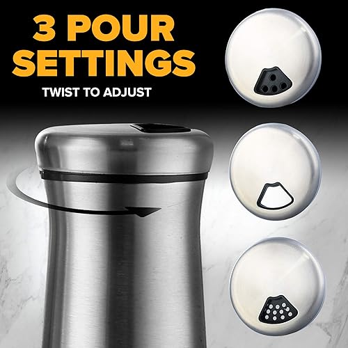 Miniatura 5 de The Original Salt Shaker - Dispensador de especias con orificios ajustables para verter - Acero inoxidable y vidrio 1 botella