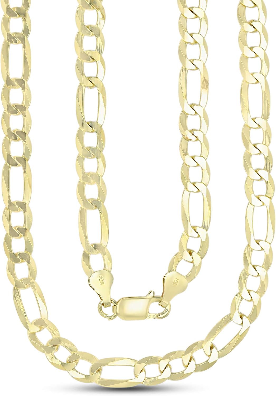 14K Gold or Rhodium Plated Silver Figaro Chain For Men | 1mm-13mm Thick | Solid 925 Figaro Italian Necklaces For Men